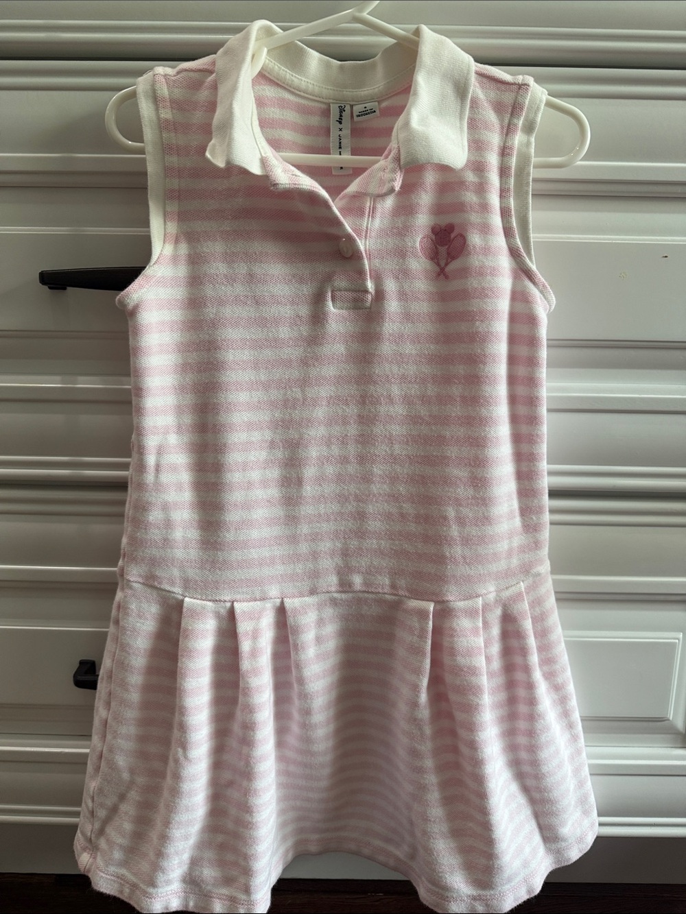 Janie and Jack Disney Minnie Pink & White Striped Sleeveless Polo Dress
